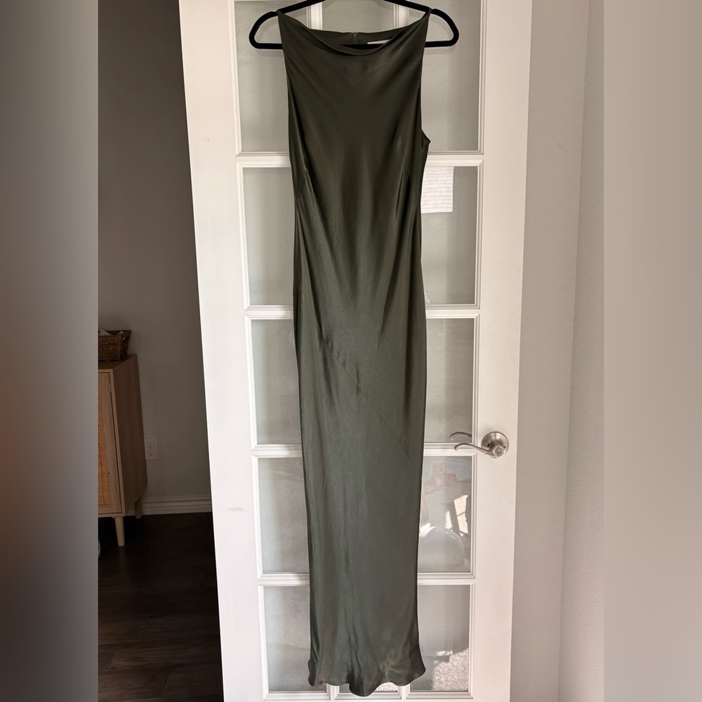 Shona Joy La Lune High Neck Cowl Dress in Forest
